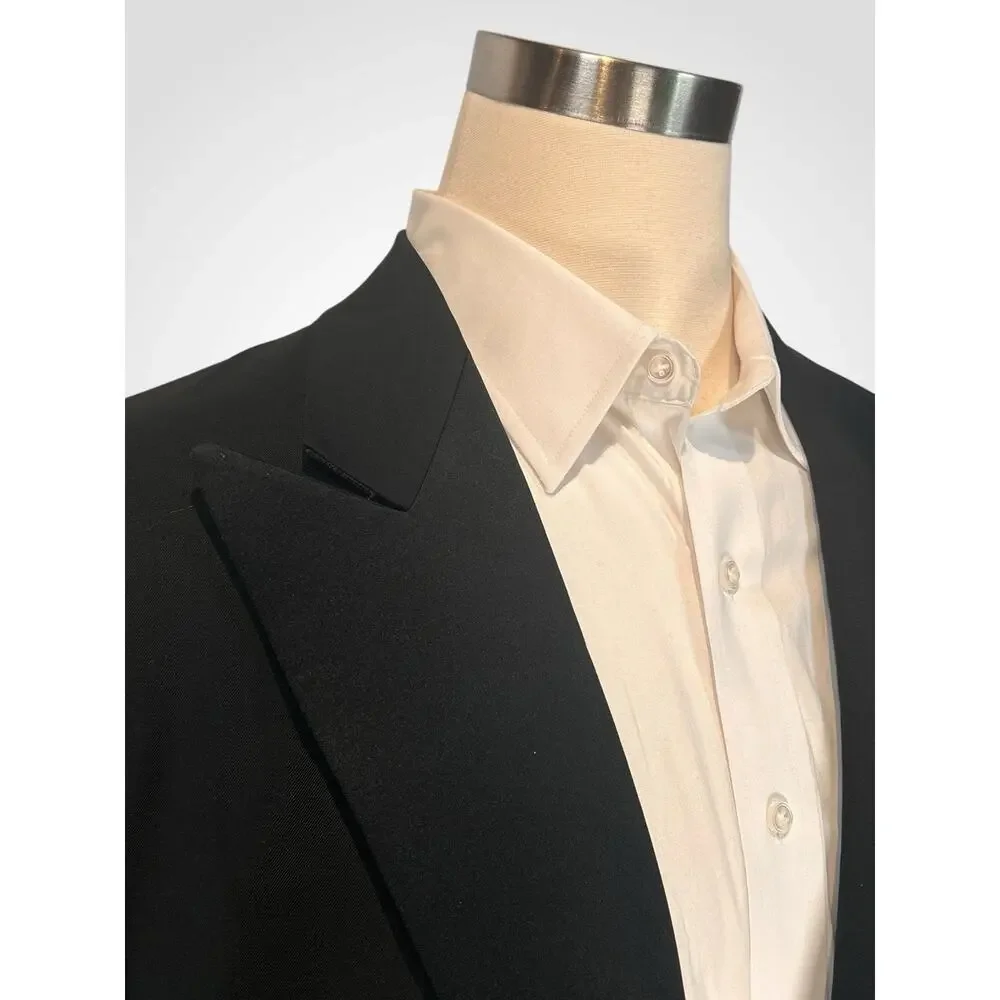 Vintage Ermenegildo Zegna Tuxedo Jacket 42R Black Formal Designer - Picture 5 of 16